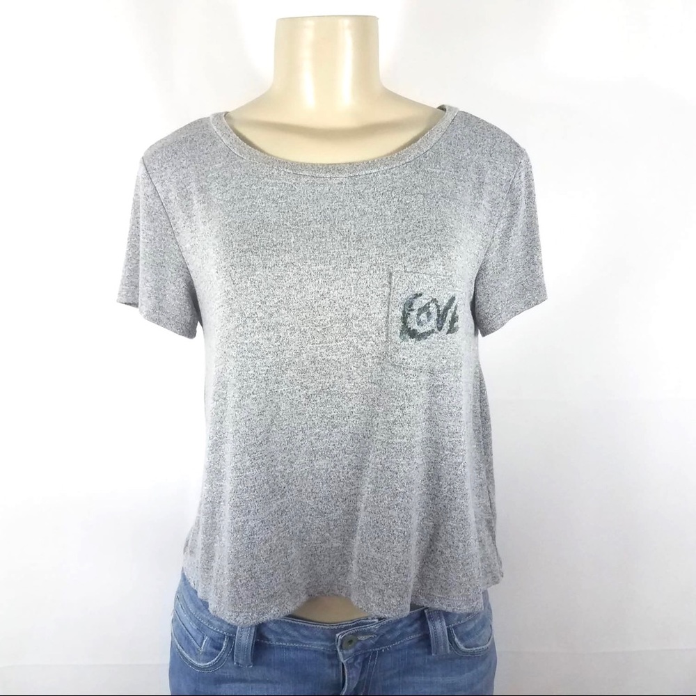AMERICAN EAGLE Gray Loose “Love” Shirt XS / Small - Picture 2 of 7